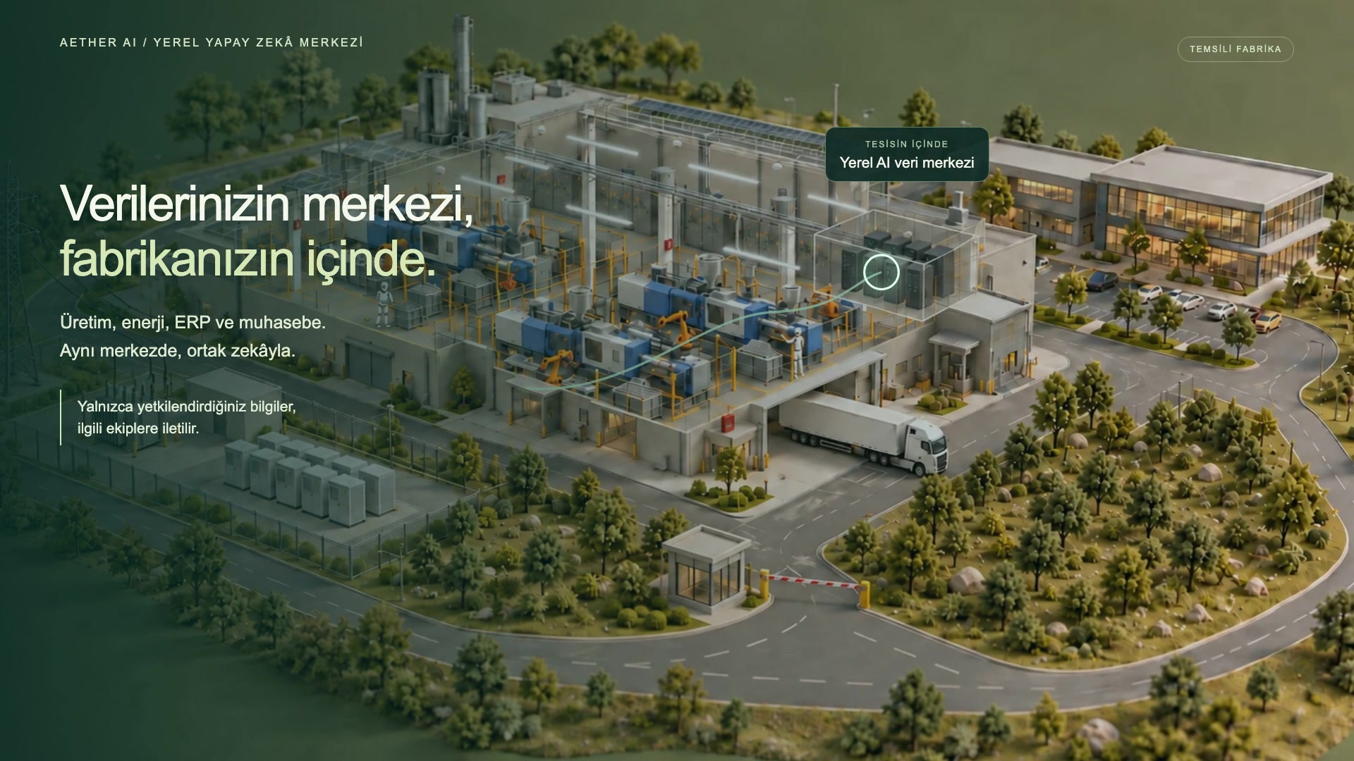 Fabrika içi AI veri merkezi ve kapanış
