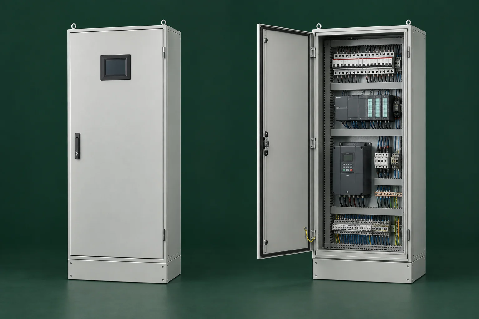 Örnek endüstriyel elektrik ve otomasyon panosunun kapalı görünümü